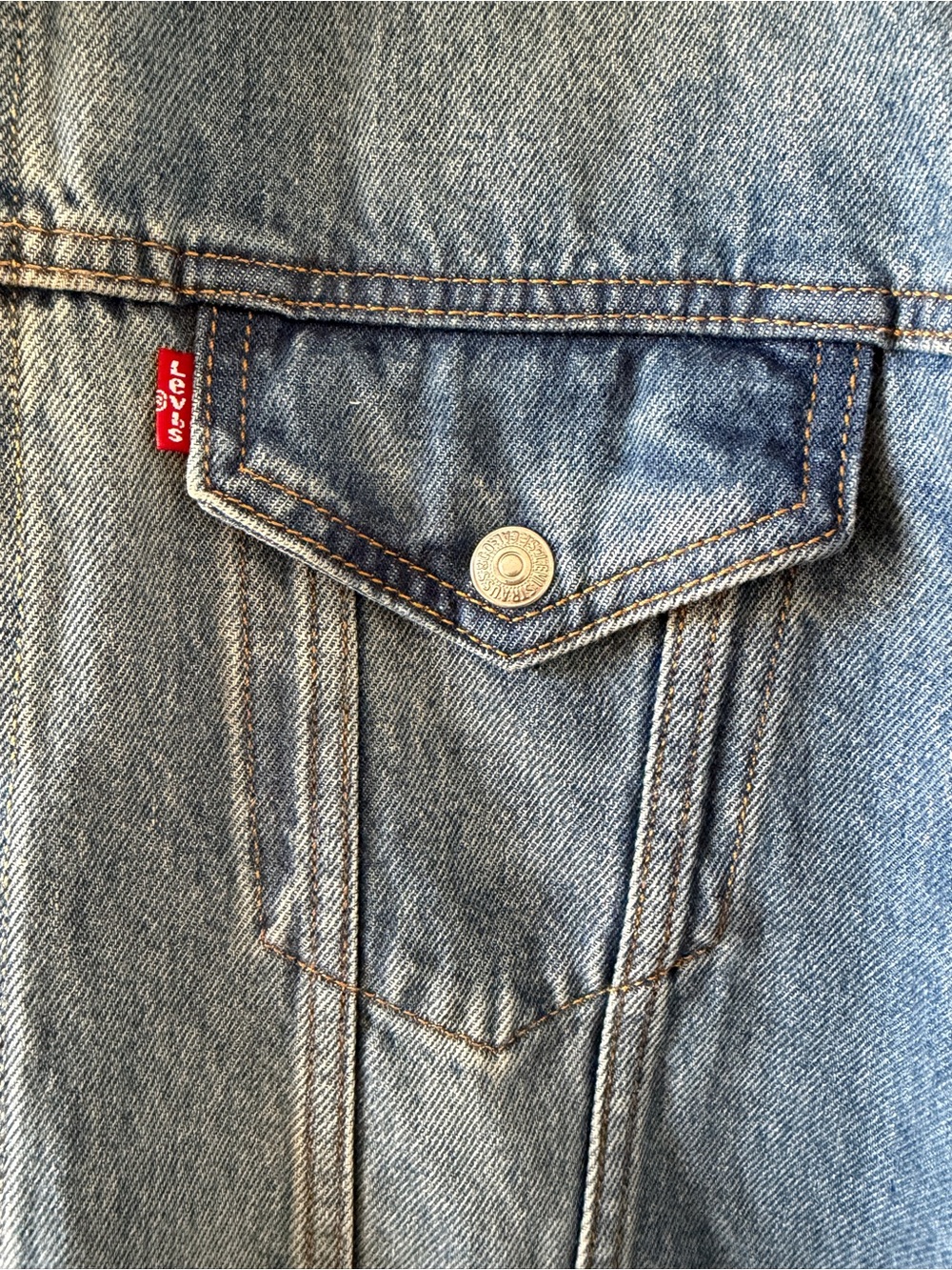 Levi's Blue Denim Jacket with Gray Hood and Sleeves - Picture 5 of 8